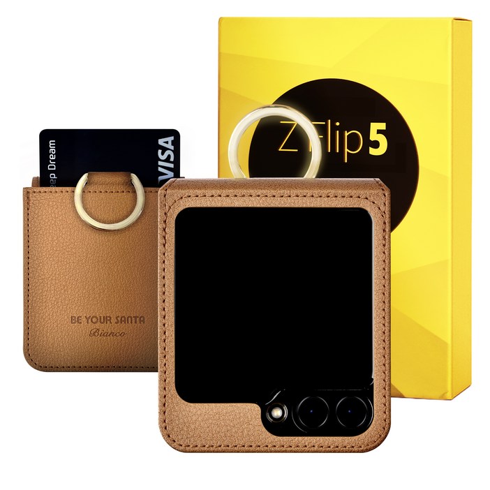 비유어산타 갤럭시 Z플립5 케이스 이태리 비건 가죽 힌지보호 카드 수납 링 지플립5 보스코(카드포켓3개) 비앙코(카드포켓1개)