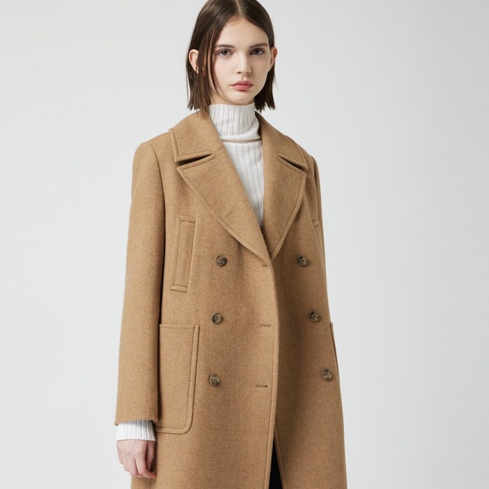 [AK플라자] [씨씨콜렉트] 카멜 블렌드 더블 핸드메이드 코트_C254MSG565