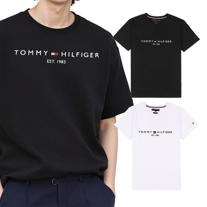 타미힐피거 남녀공용 자수로고 반팔티셔츠  MW0MW11465