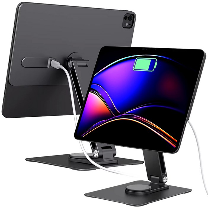 ED 아이패드 마그네틱 무선충전 거치대  아이패드 프로 11 M4 거치대 아이패드 프로 11 M5 거치대 360도 회전 아이패드 거치대, 1개