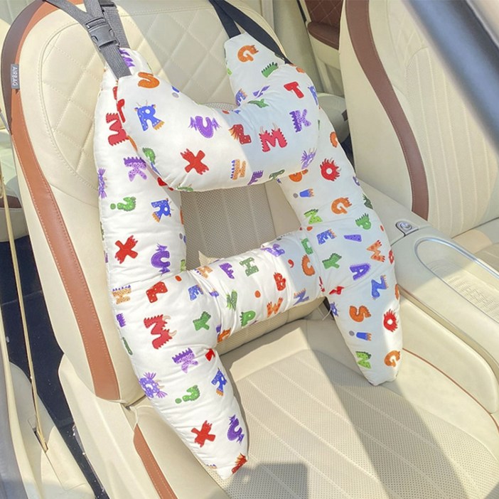 OFFCURVE [안전인증] 유아 카시트 안전 목베개 + 목받침 세트 - 차량용 어깨보호 아기 수면쿠션, 목조르기 방지, 1개, B형