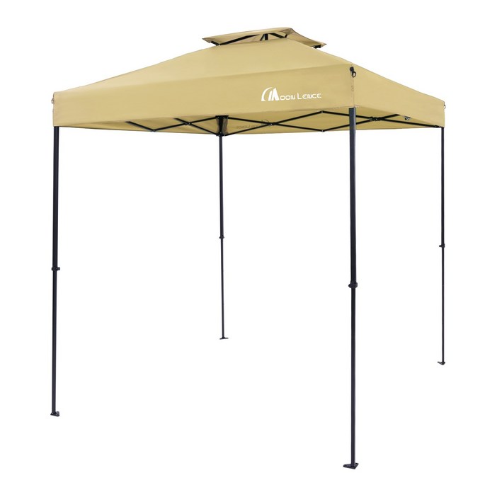 MOON LENCE 원터치 타프 사각 캠핑 타프 방수 타프 그늘막 타프 시스템 파고라 3단 고도 조절 자외선 차단 UPF50+ 조립 간단 UV(타프막) 스틸(프레임), 베이지