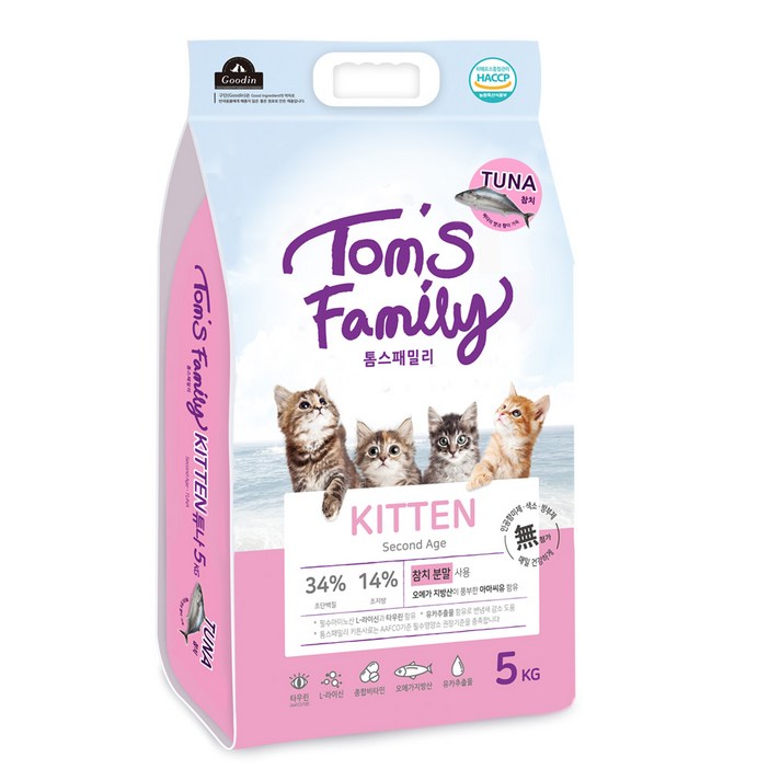 톰스패밀리 키튼 어린 고양이사료 튜나 5Kg, 5kg, 1개