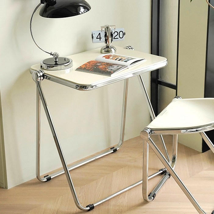 로얄다이아 접이식테이블 미드센추리모던 아크릴테이블 투명테이블, 아크릴테이블  크림