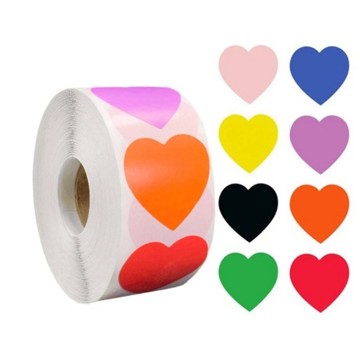 라온스티커 22종 하트 롤 스티커 500pcs, S406컬러8종