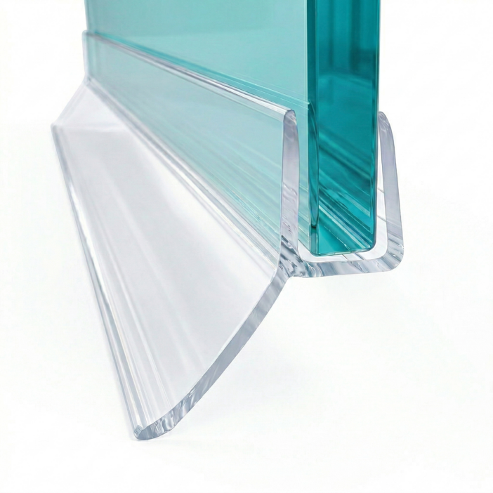 국내생산  하부 물막이 샤워부스 유리문 쫄대 물막이 물튐방지 80cm  2개입, 투명