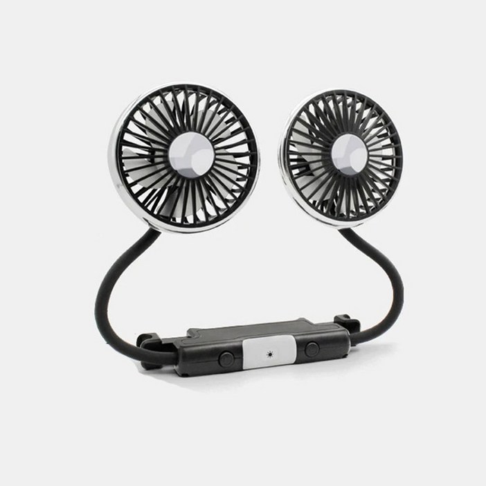 차량용 선풍기 LED 조명 USB 듀얼 헤드 냉각 공기 독립 스위치 360 조절 가능 뒷좌석용 3 단 자동 머리 받침