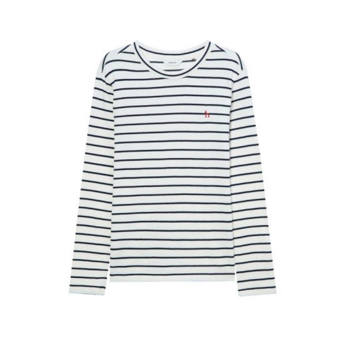 [백화점/아울렛] 헤지스 여성 [25SS] HSTS5AC11IV 에센셜 스트라이프 긴팔 티셔츠 아이보리 331060