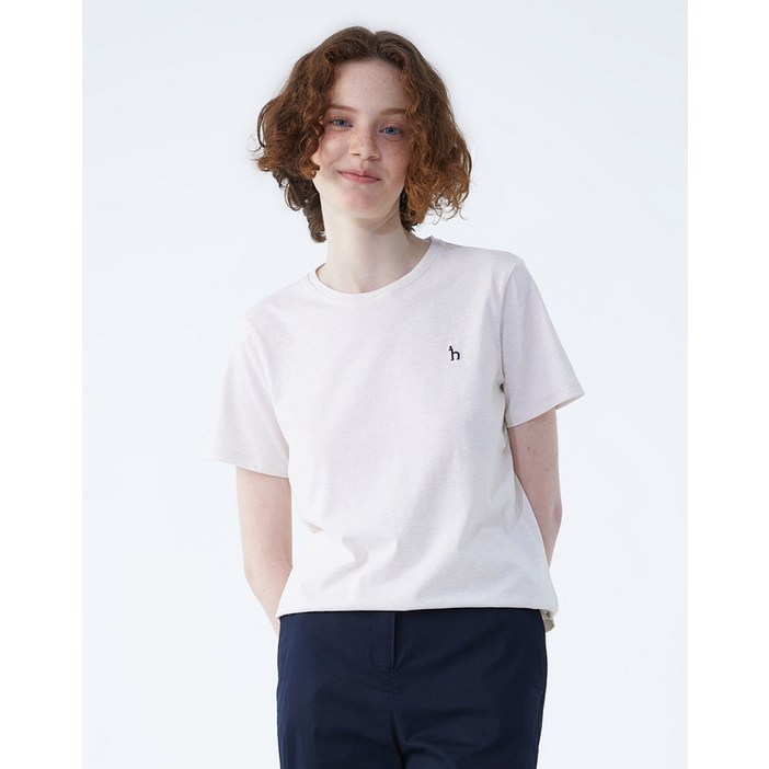 24SS BEST면100스테디셀러아이보리 멜란지 면 반팔티셔츠 WSTS4B330IV 24SS BEST면100스테디셀러아이보리 멜란지 면 반팔티셔츠 WSTS4B330IV