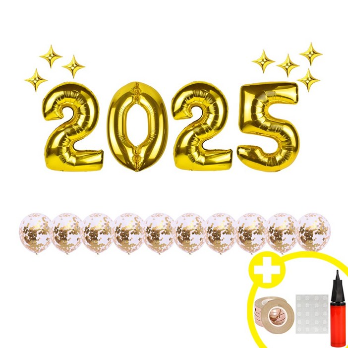 2025 대형 숫자 골드실버 2colors 은박 혼합풍선 해피뉴이어 파티 에브리띵스마일 1230, 1세트, 골드 대형