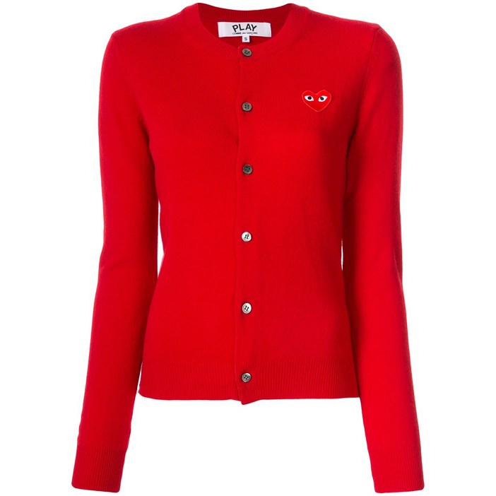 꼼데가르송플레이 로고 자수 버튼 카디건