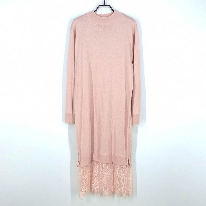 빈티지다온 온앤온 여성 밑단레이스 얇은니트 원피스 핑크