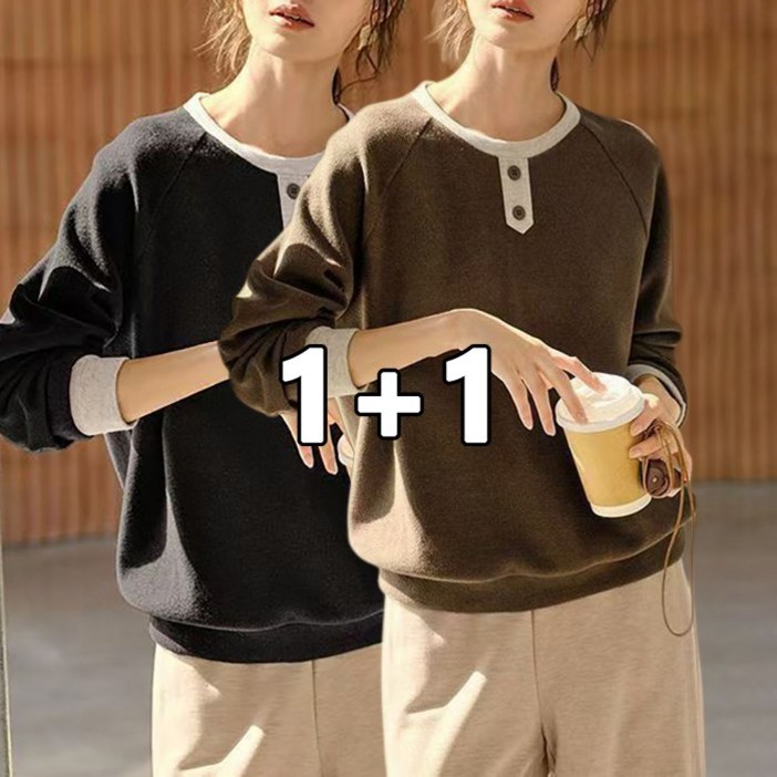 꽃소담 여성 11 루즈핏 빅사이즈 라운드넥 맨투맨 편안한 소프트 긴팔 티셔츠 MQ26A146