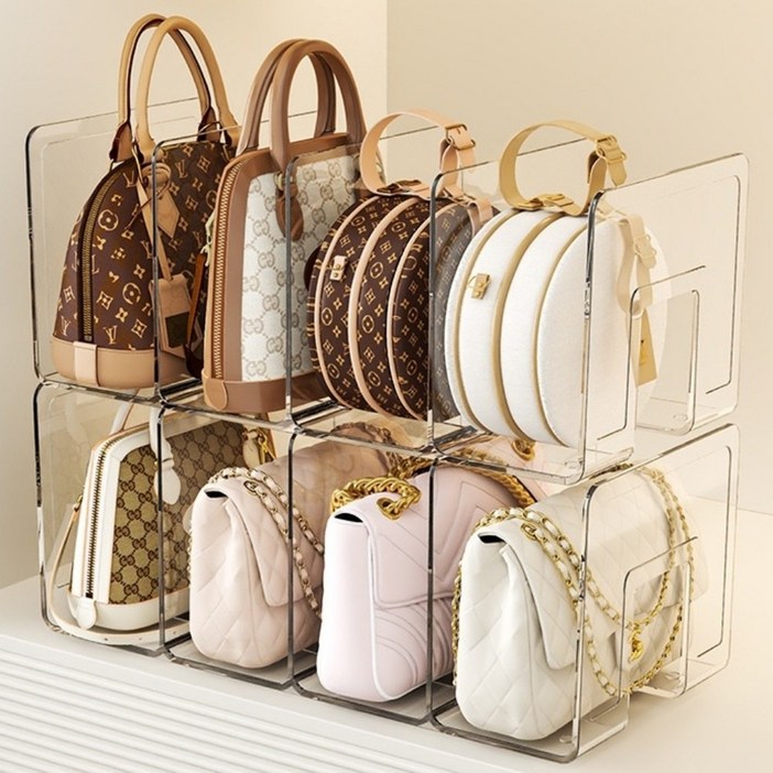블루미르 총총 아크릴 투명 가방 정리함 핸드백 보관함, 2개, 4칸
