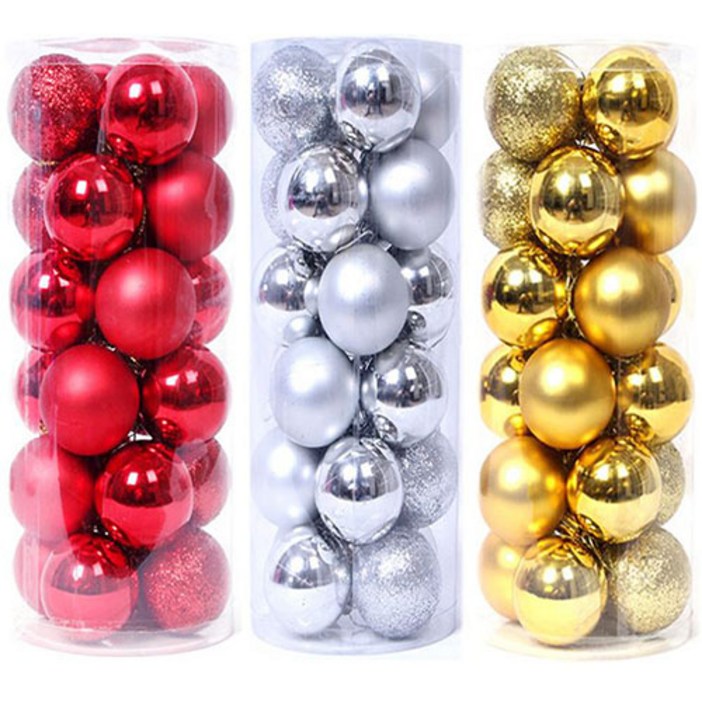 osshop 크리스마스 트리 장식볼 3cm  24p 볼 4cm 대형 세트 소품 전구 만들기 장식