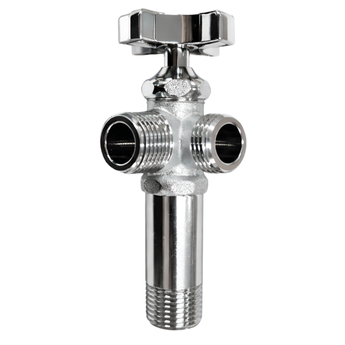 해정커머스 국산 황동 2구 앵글밸브 단조 일체형 관붙이 양변기 세면대 부품, 크롬