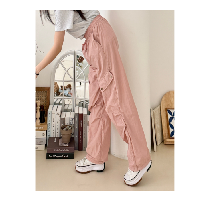 지니멜로우 여성 바스락 카고 스트링 팬츠 바지