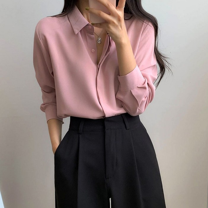 재구매최고  3만장돌파 데일리 링클프리 히든버튼 긴팔 블라우스 IT7810