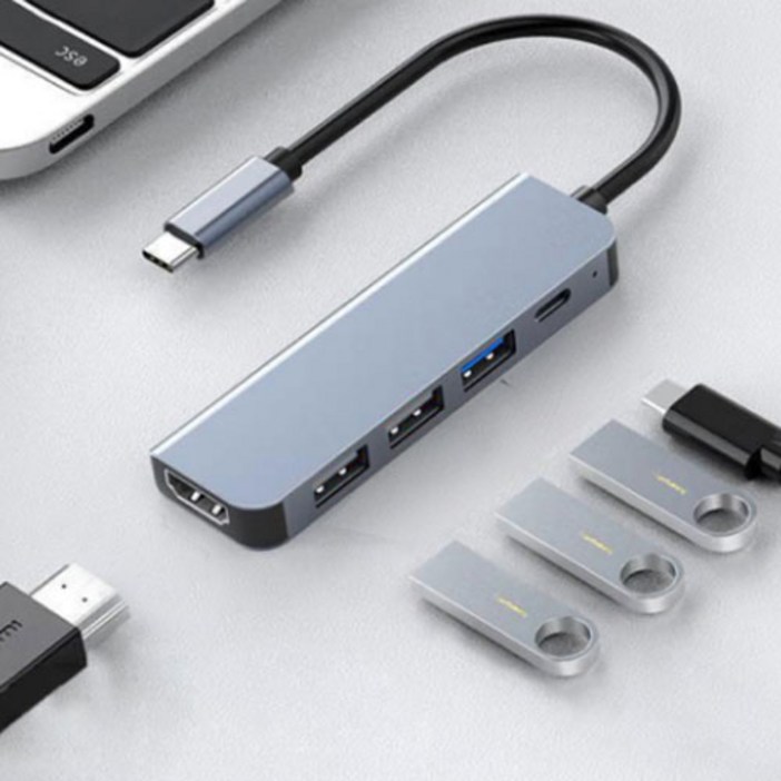 디지털케미 5포트 C타입 맥북 삼성 덱스 미러링 멀티포트 USB 허브 DCHH301