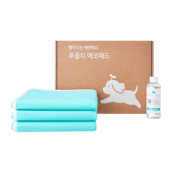 [루플리 에코패드] 프리미엄 빨아쓰는 배변패드 친환경 강아지 패드, 1개, 3개입