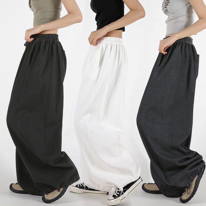 오버나인 여자 여성 숏 롱 기장 키작녀 키큰녀 와이드 벌룬 청바지 절개 생지 조거 데님 팬츠 바지