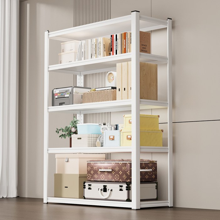 Kleeno 견고한 조립식 철제선반 무볼트 선반 앵글 경량랙, 3단, 흰색