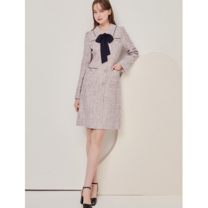 ❲백화점정품❳ JJ지고트 여름 편한 원피스 파이핑 디테일 트위드 GN9A0OP57 하객 오피스 룩
