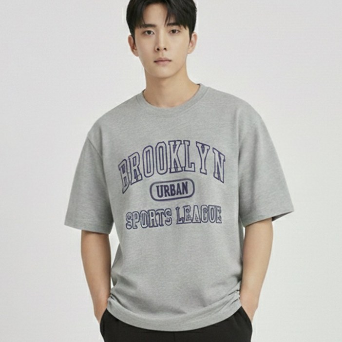 어워크 남녀공용 5부 오버핏 통기성 브루리그 빅사이즈 반팔 티셔츠