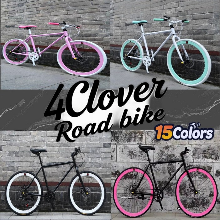 4Clover 가벼운 로드자전거 출퇴근 사이클 성인 입문용 플랫바 하이브리드 24인치, C. 화이트 앤 블랙, 1개