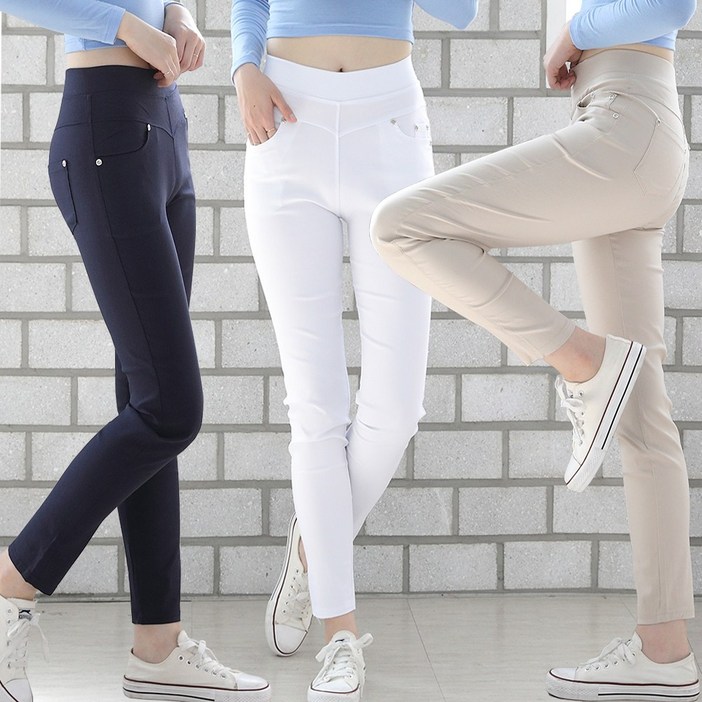 빅빅몰 마약스판 히든밴딩 얇은 코튼 여성 슬림 팬츠 여자 면바지 빅사이즈