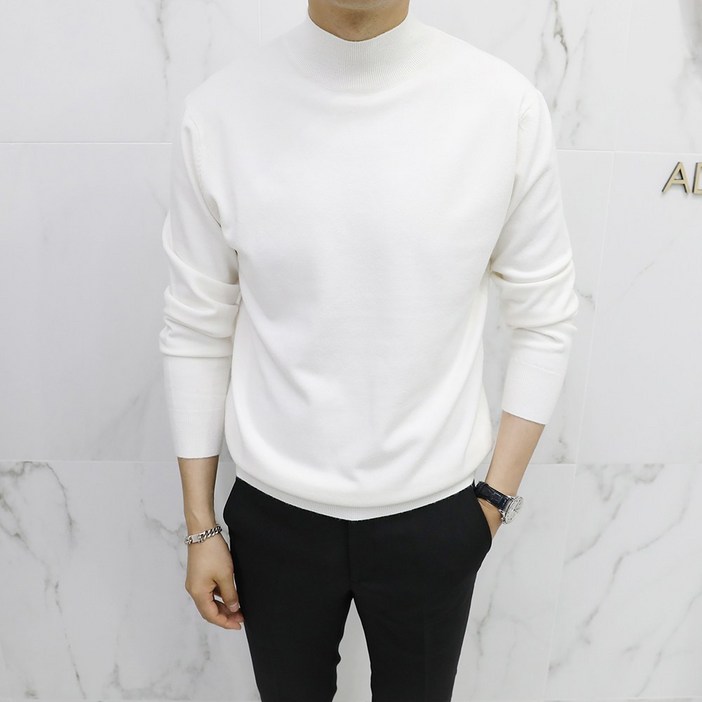 아도르클래식 하프 반목폴라 캐시미어 긴팔 니트ZR