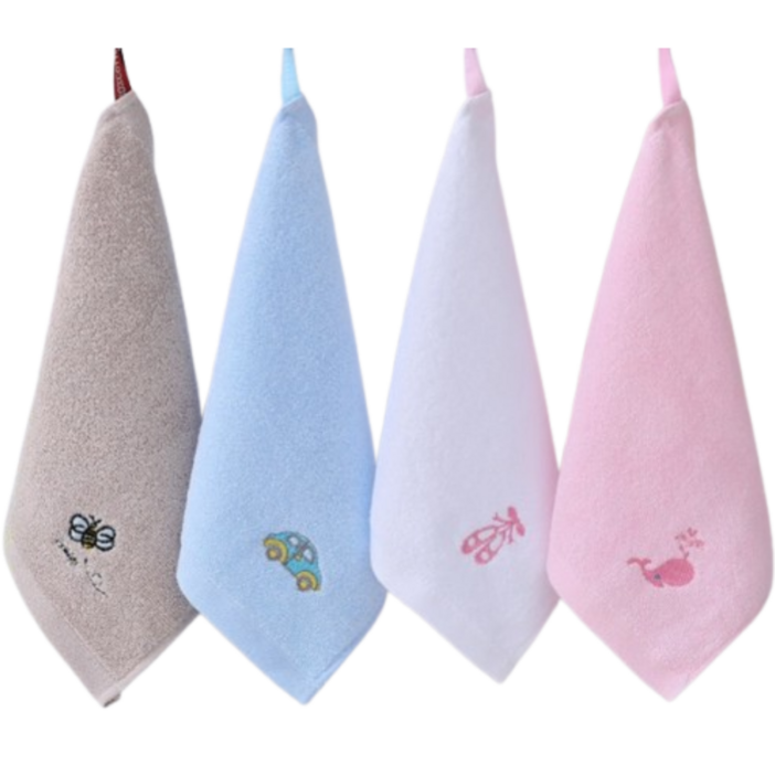 데이아스 순면 자수 고리수건, 4개, 혼합색상