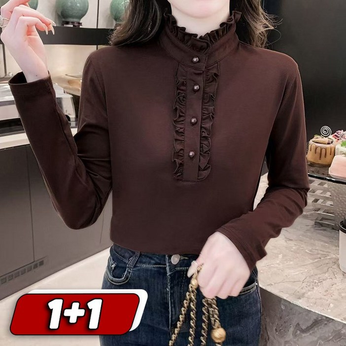 11 2장몪음 여성 예쁜 긴팔티 순색 반목폴라 긴팔 티셔츠 슬림핏 데일리룩 여자 이너티 상의