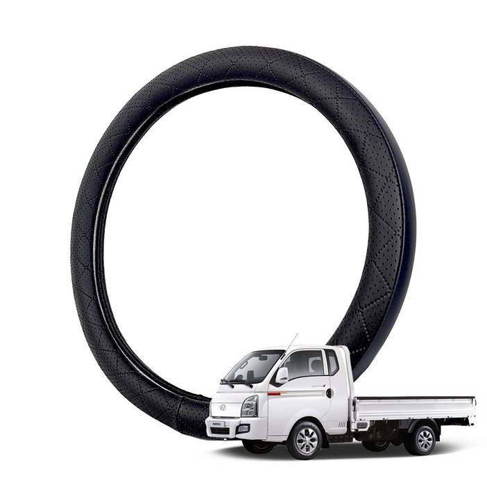 딜온 프리미엄 엠보형 타공 듀얼라인 국내생산 핸들커버, 포터2 모노블랙