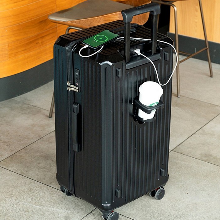 3년AS 대형 캐리어 하드 저소음 360도 회전 USB 충전포트 컵홀더 대용량 트렁크 오륜 캐리어 플러스 캐리어