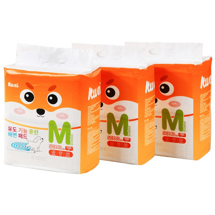 클레이 뒷면 접착 테이프 지정장소 배변패드 강아지배변패드 애견패드 강아지패드, 100개입, 3개
