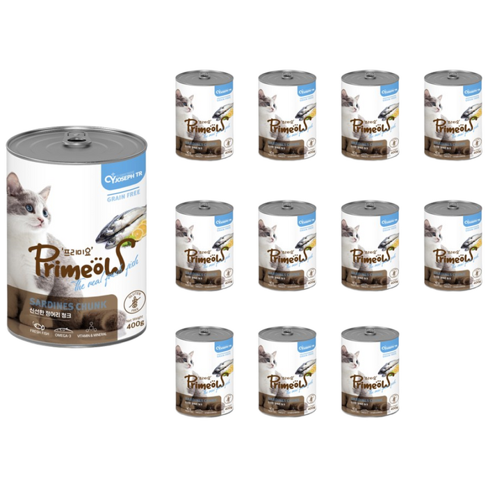 프리미요 고양이 간식캔, 400g, 12개, 정어리 청크