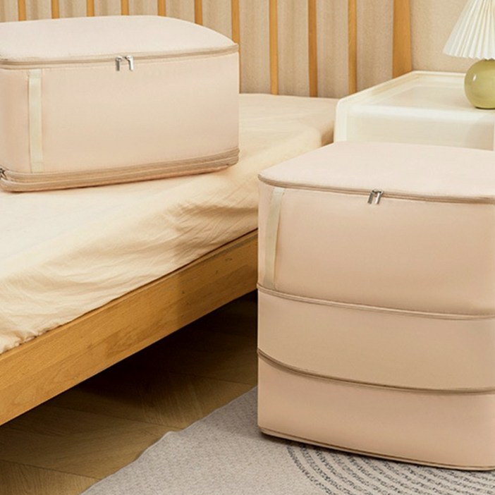 그루홈 프리미엄 숨쉬는 초특대용량 이불 압축 파우치 보관팩, 2개, 크림베이지