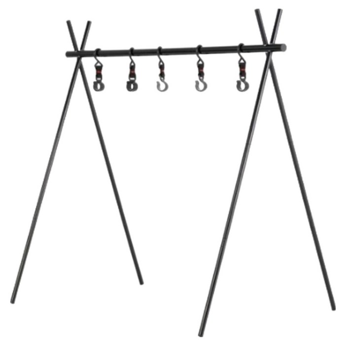 문캠핑 인디언행어 캠핑 차박 행어 철제, 1개, 1단, M사이즈 블랙