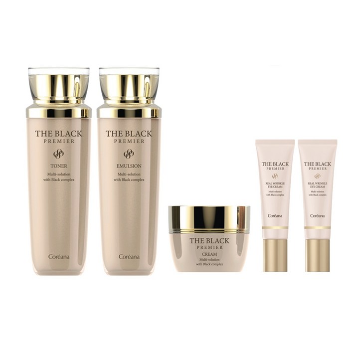 [5종]코리아나 더블랙 프리미어 토너+에멀션+크림+아이크림 2개+쇼핑백, 1세트