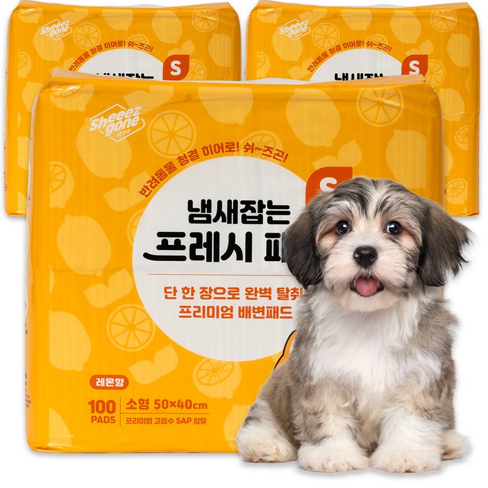쉬즈곤 냄새잡는 프레시 패드 레몬향, 3개, 100개입