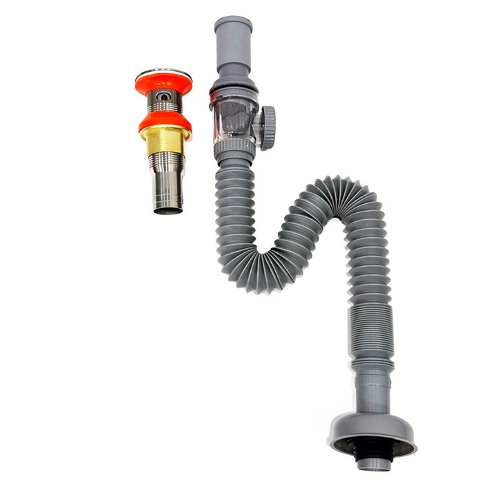 생활꾸밈 세면대 배수관 팝업 트랩 부속품, 그레이