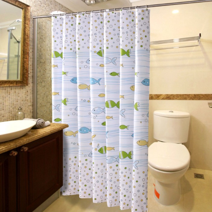 마켓감성 방수 샤워커튼 물고기 L