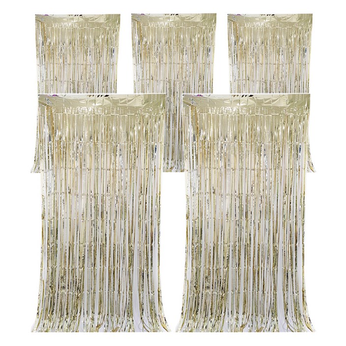 코히모 파티 장식 커튼 5W0328, 5개, 샴페인골드