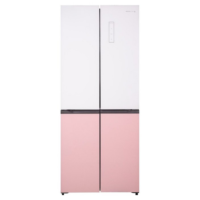 쿠잉전자 글램 글라스 대용량 418L 양문형 4도어 냉장고 방문설치, MD405GWP