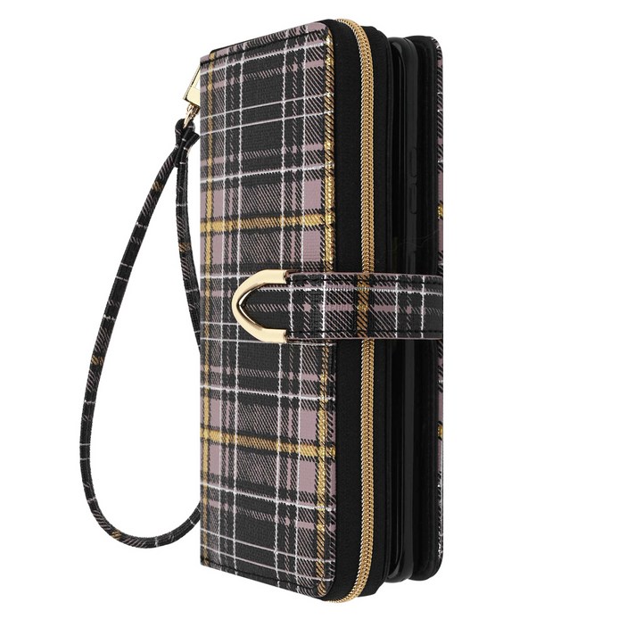 모란카노 타르탄 스트랩 다이어리 휴대폰 케이스