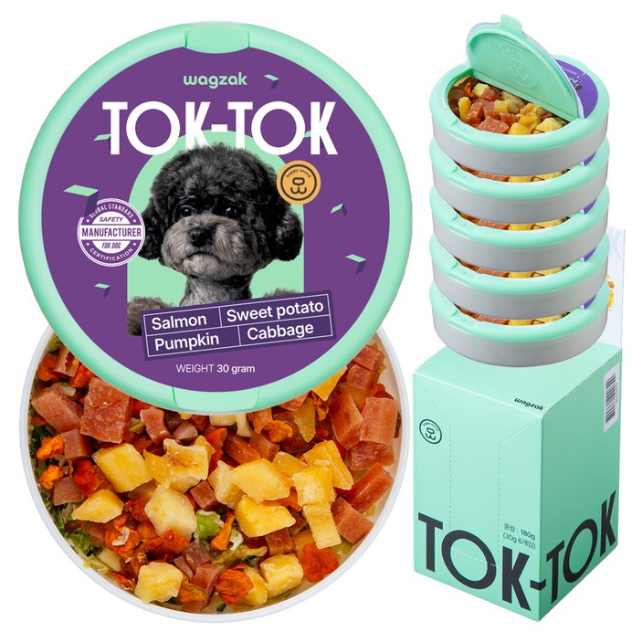 와그작 강아지 톡톡 미니 트릿, 혼합맛(연어/고구마/호박/양배추), 30g, 6개