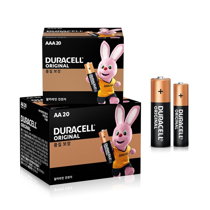 듀라셀 알카라인 건전지 AA 20p + AAA 20p, 1세트, 40개