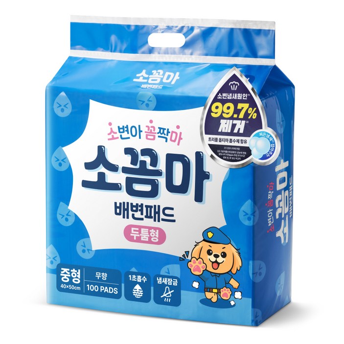 소꼼마 강아지 1초흡수 배변패드 두툼형 무향, 100개입, 1개
