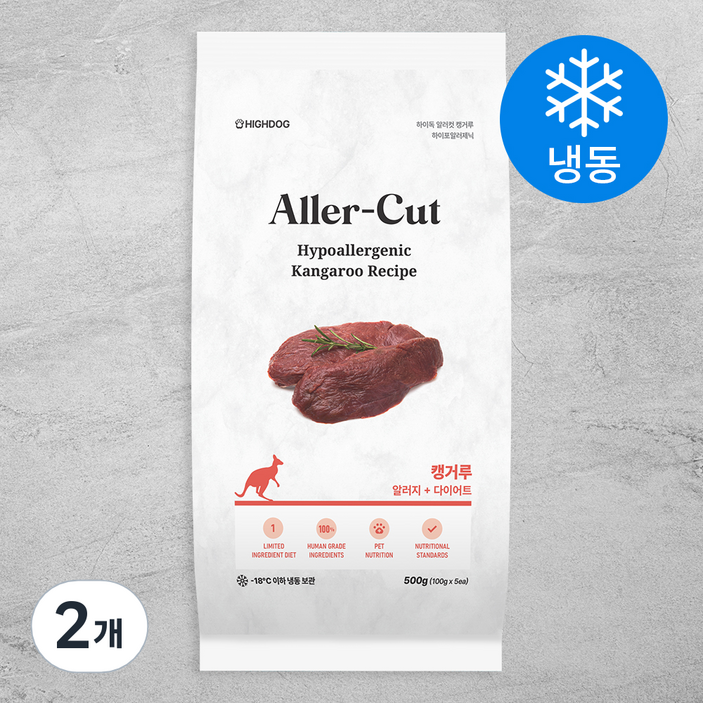 하이독 생후 3개월령 이상 강아지 알러컷 냉동 화식 사료 5개입, 캥거루, 500g, 2개